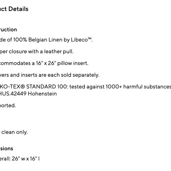 Pottery Barn Belgian Linen Lumbar Pillow, 16" x 26" Bronze - Picture 6 of 6